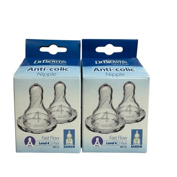 Dr Brown 9M+ Silicone Nipples Level 4 Anti-colic Fast Flow 2-Pack Lot of 2 New - Picture 1 of 5